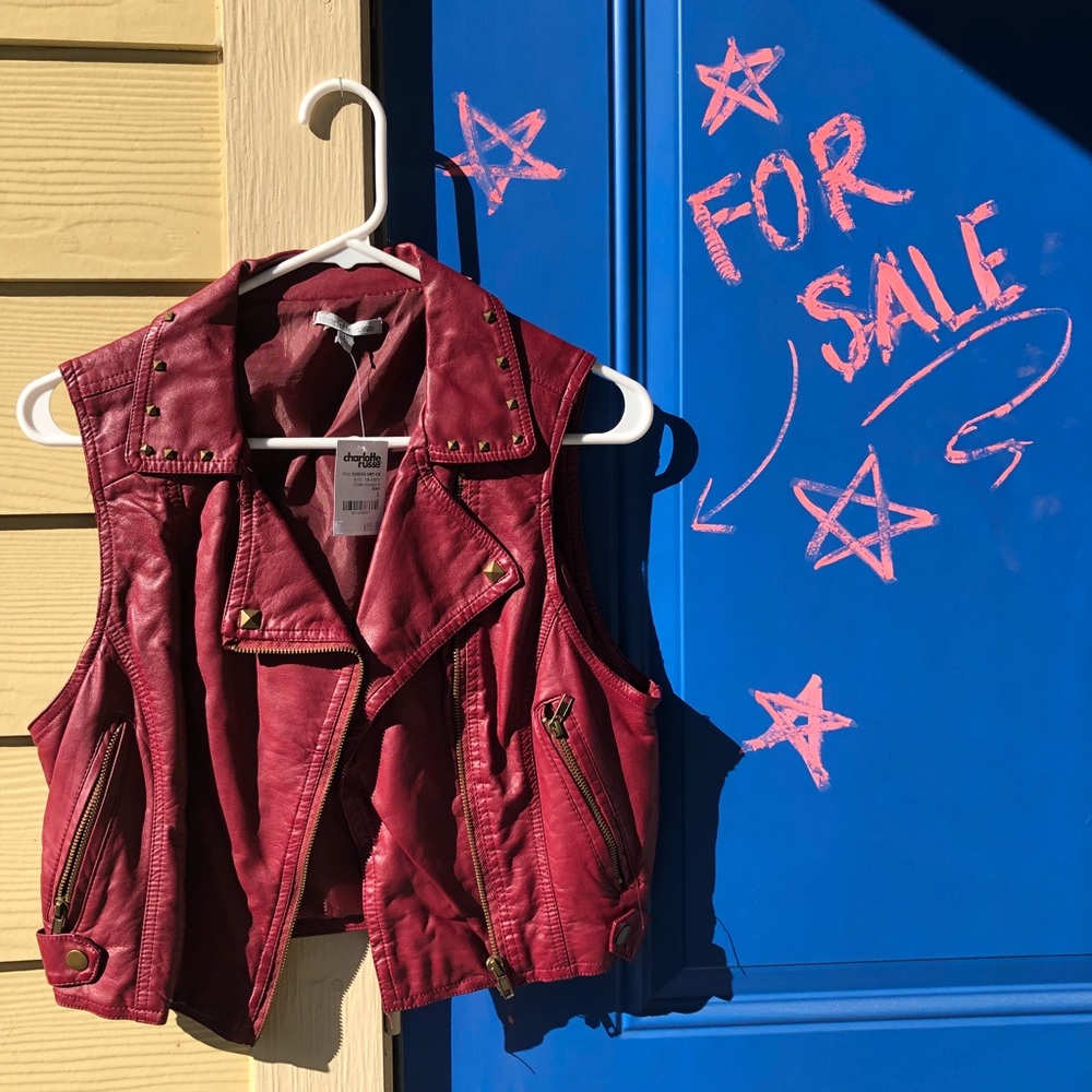 Charlotte Russe burgundy vintage biker jacket vest